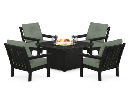 POLYWOOD Vineyard 5-Piece Conversation Set with Fire Pit Table