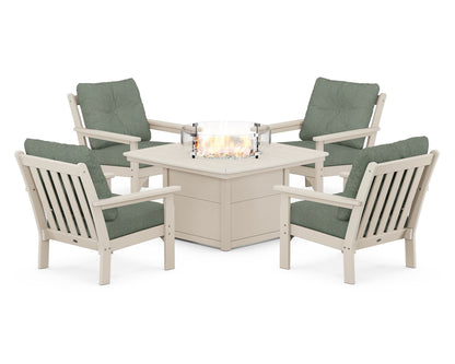 POLYWOOD Vineyard 5-Piece Conversation Set with Fire Pit Table