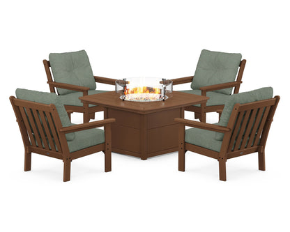 POLYWOOD Vineyard 5-Piece Conversation Set with Fire Pit Table