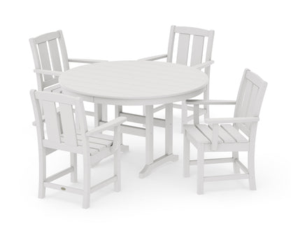 POLYWOOD Mission 5-Piece Round Farmhouse Dining Set in Vintage White