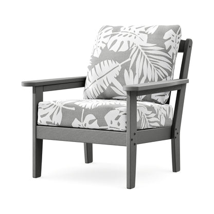 POLYWOOD Cottage Deep Seating Chair in Slate Grey / Leaf Grey Mist