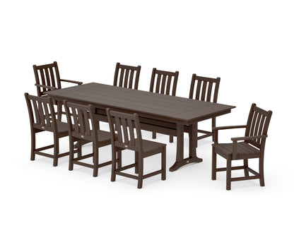 POLYWOOD Traditional Garden 9-Piece Farmhouse Dining Set with Trestle Legs in Kona
