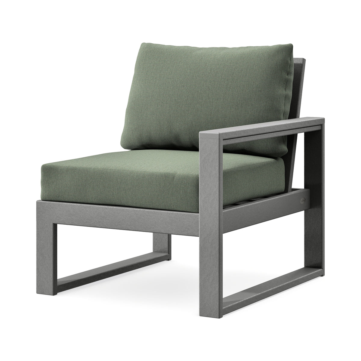 POLYWOOD EDGE Modular Right Arm Chair in Slate Grey / Cast Sage