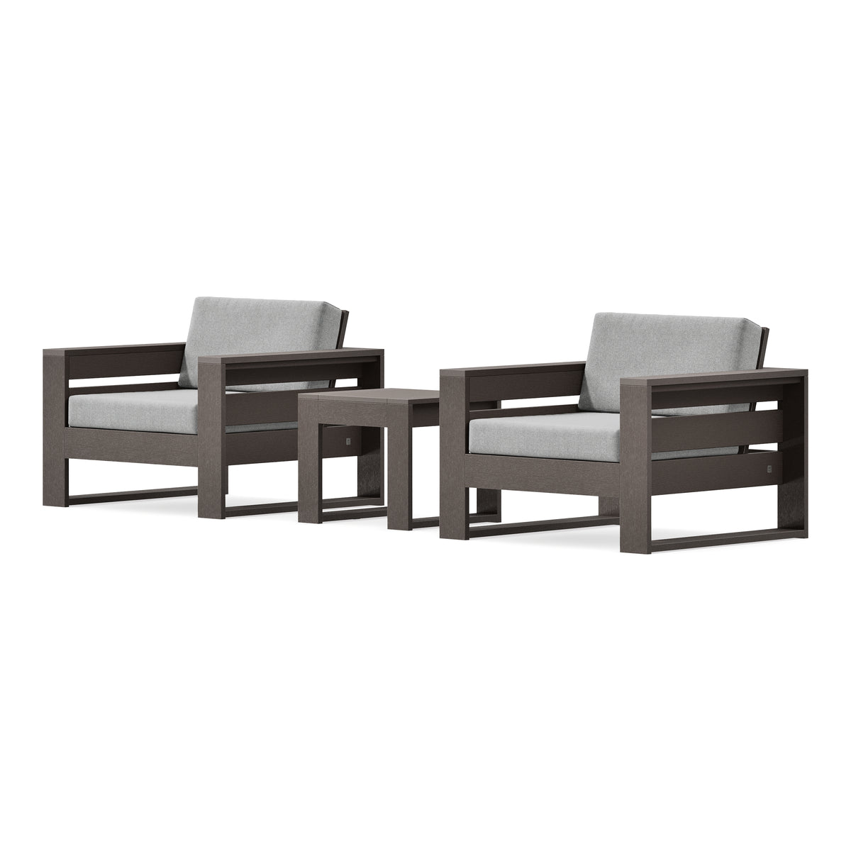 POLYWOOD PW Designer Series Latitude 3-Piece Lounge Chair Set in Vintage Coffee / Grey Mist