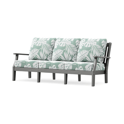 POLYWOOD Chinoiserie Deep Seating Sofa in Slate Grey / Leaf Glacier Spa