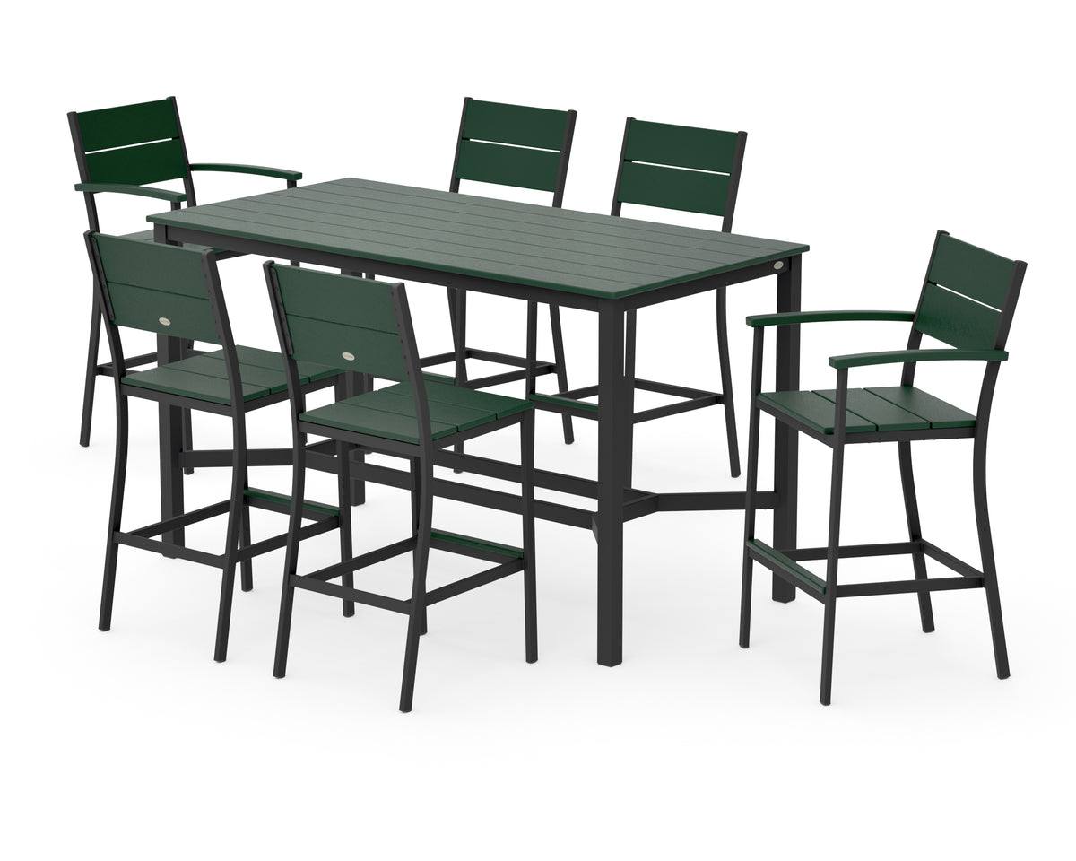 POLYWOOD Main Street 7-Piece Bar Set in Black / Green