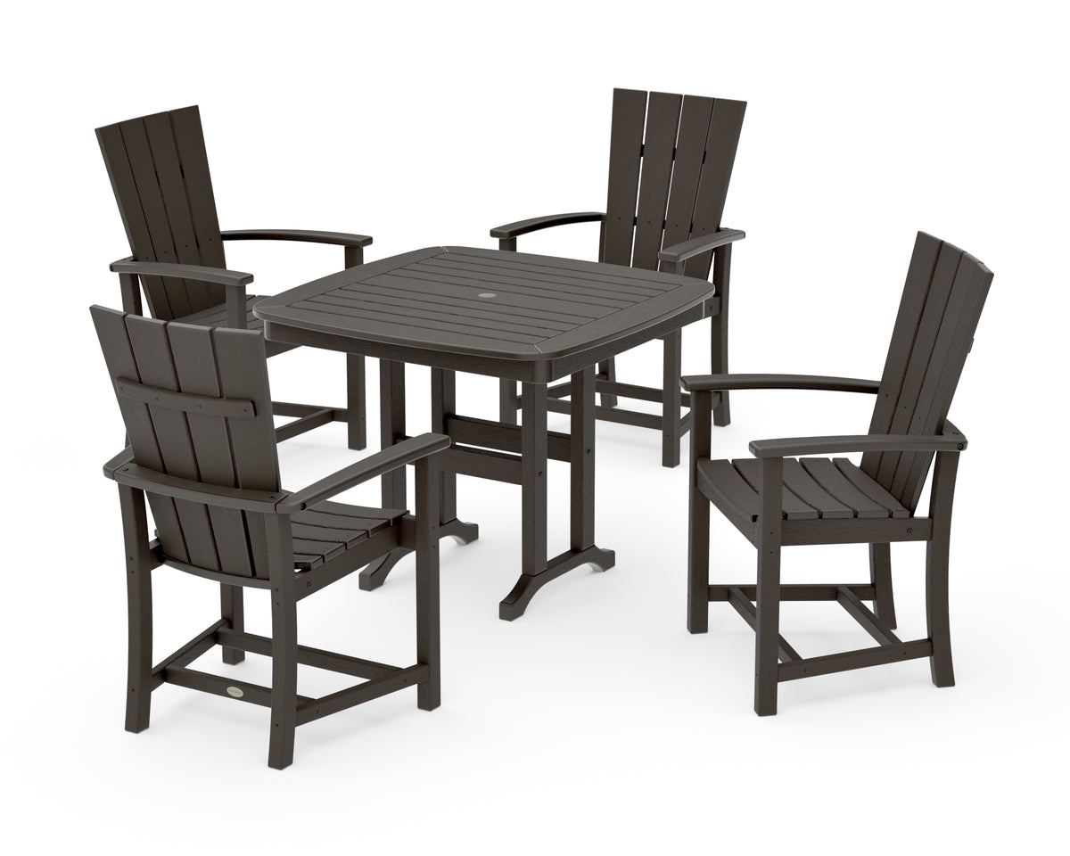 POLYWOOD Quattro 5-Piece Dining Set in Vintage Coffee