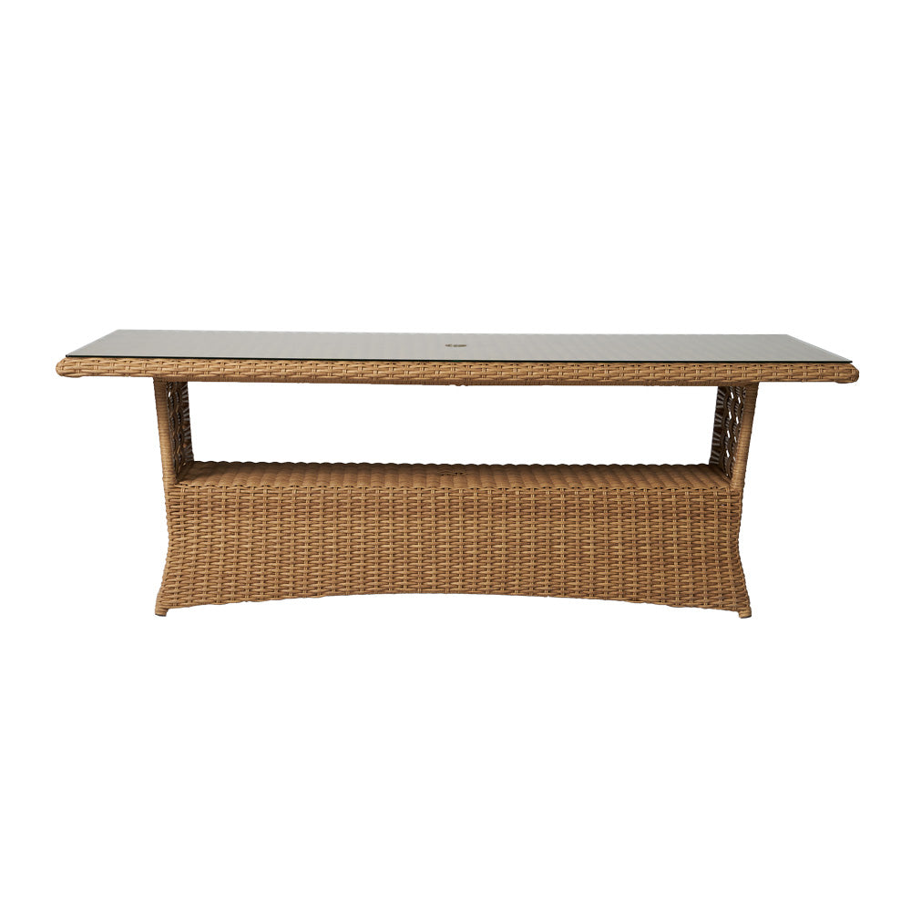 Lloyd Flanders Magnolia 84" Rectangular Umbrella Dining Table, lifestyle photo 2