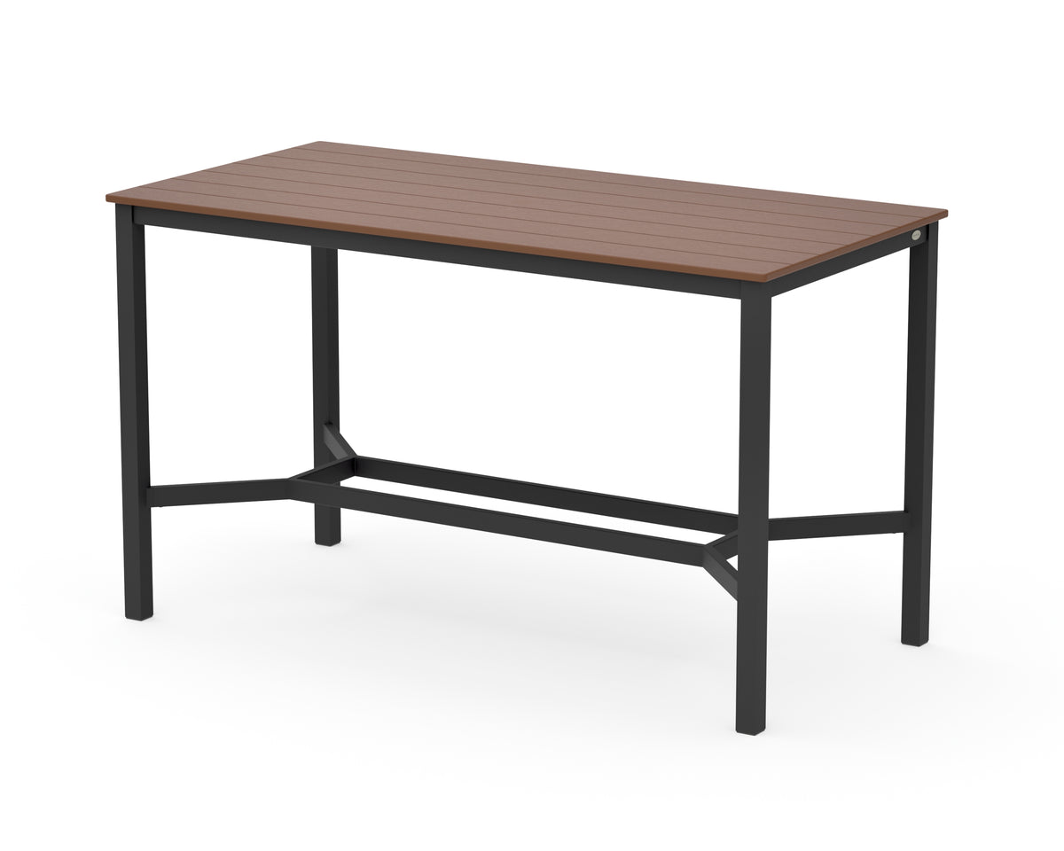 POLYWOOD Main Street 36 x 72 Bar Table in Black / Teak