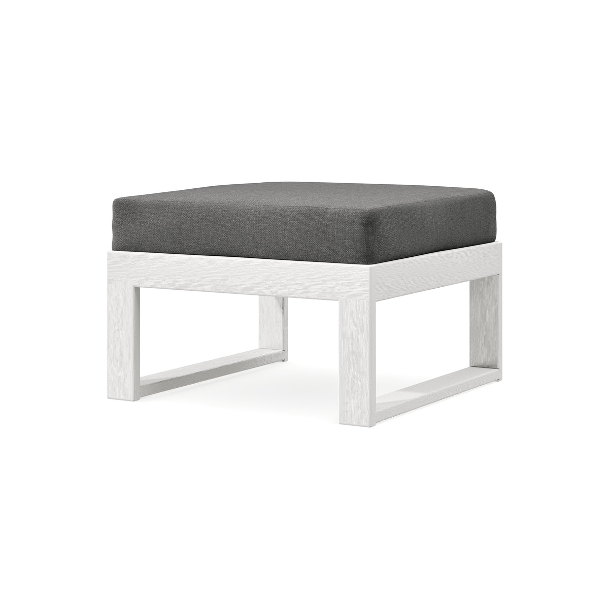 POLYWOOD Modular Ottoman - Modern in Vintage White / Ash Charcoal