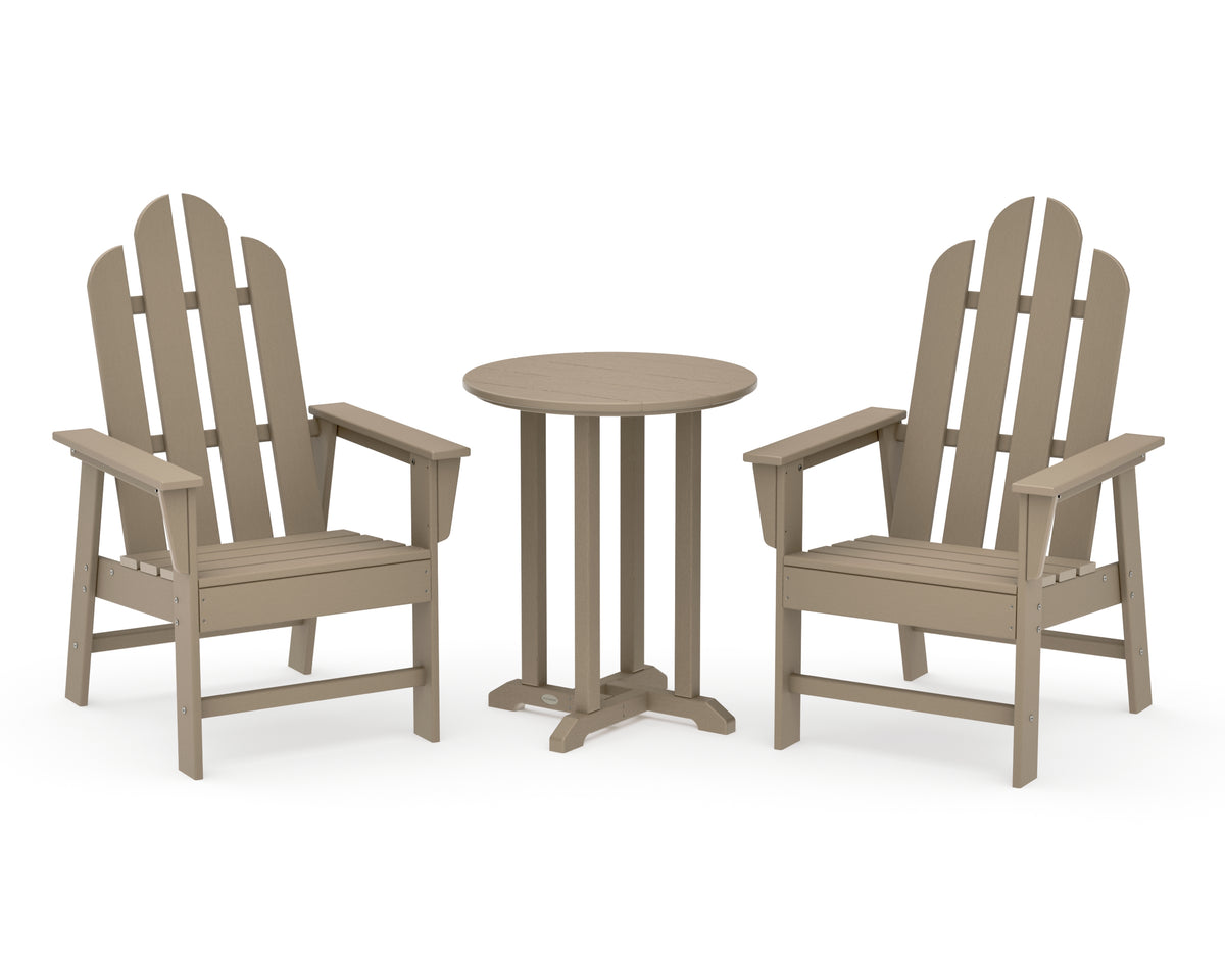 POLYWOOD Long Island 3-Piece Round Bistro Dining Set in Vintage Sahara
