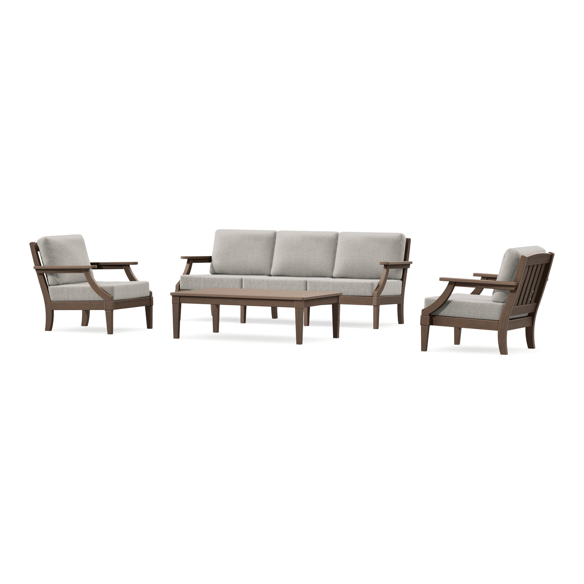 POLYWOOD PW Designer Series Estate 4-Piece Lounge Sofa Set in Kona / Weathered Tweed