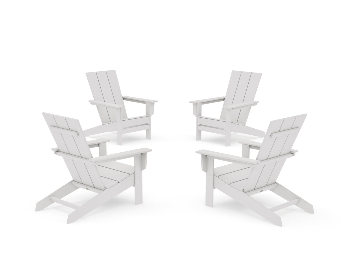 POLYWOOD 4-Piece Modern Studio Adirondack Chair Conversation Set in Vintage White