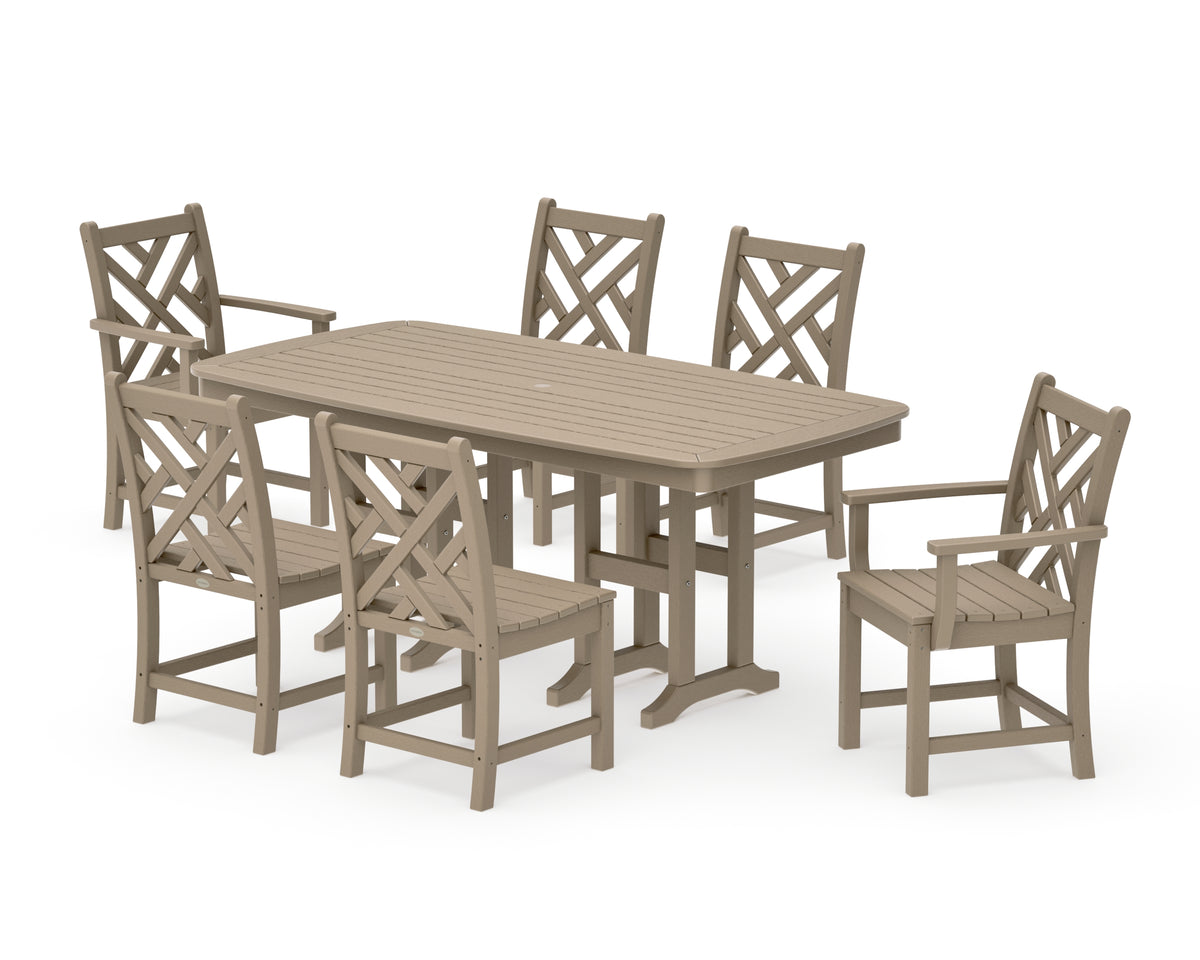POLYWOOD Chippendale 7-Piece Dining Set in Vintage Sahara