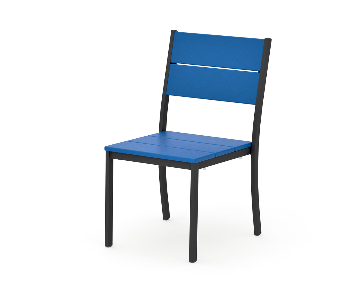 POLYWOOD Main Street Stacking Dining Side Chair in Black / Pacific Blue