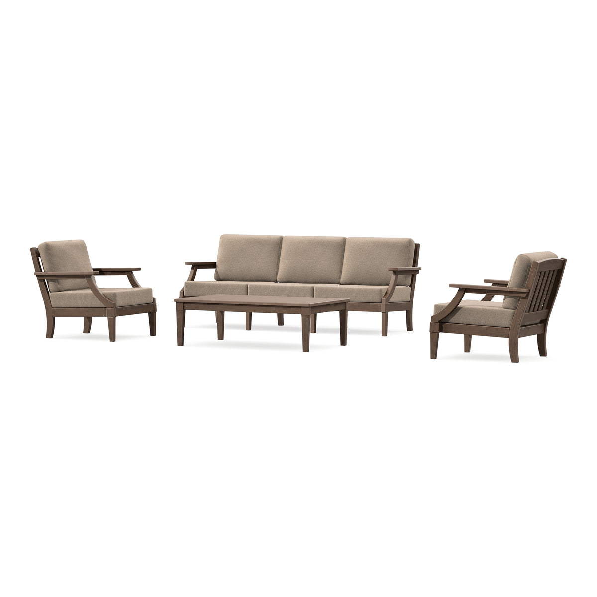 POLYWOOD PW Designer Series Estate 4-Piece Lounge Sofa Set in Kona / Spiced Burlap