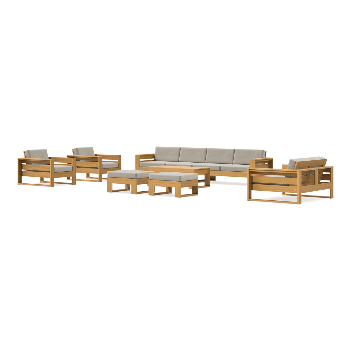 POLYWOOD PW Designer Series Latitude 8-Piece Lounge Sofa Set in Natural / Cast Ash