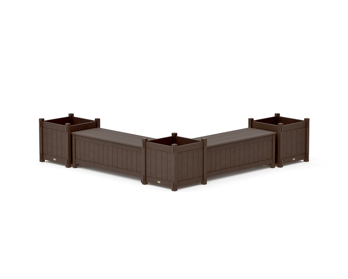 POLYWOOD 48" Vineyard L-Shaped Planter Storage Bench Corner Set - Large in Kona