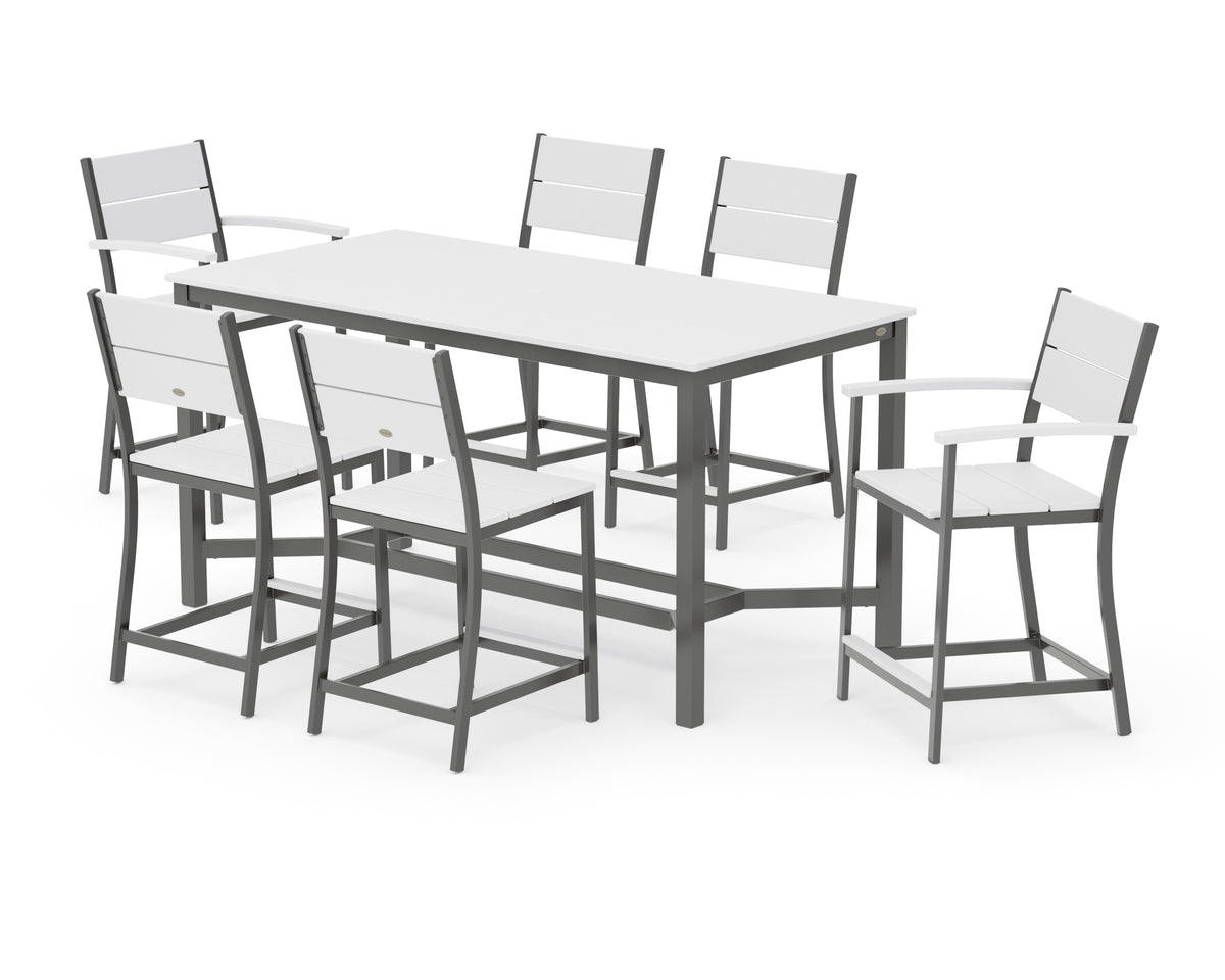 POLYWOOD Main Street 7-Piece Counter Set in Charcoal / White