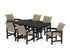 POLYWOOD Coastal Woven Arm Chair 7-Piece Dining Set in Black / Dune Grass