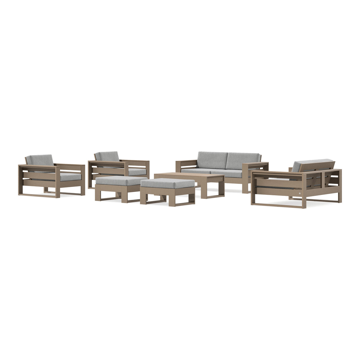POLYWOOD PW Designer Series Latitude 7-Piece Lounge Loveseat Set in Vintage Sahara / Grey Mist