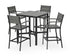 POLYWOOD Main Street 5-Piece Bar Set in Black / Slate Grey