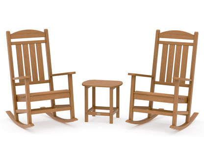 POLYWOOD Presidential 3-Piece Rocking Chair Set with 18" South Beach Side Table in Natural