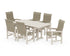 POLYWOOD Coastal Woven High-Back Arm Chair 7-Piece Farmhouse Dining Set in Sand / Dune Grass