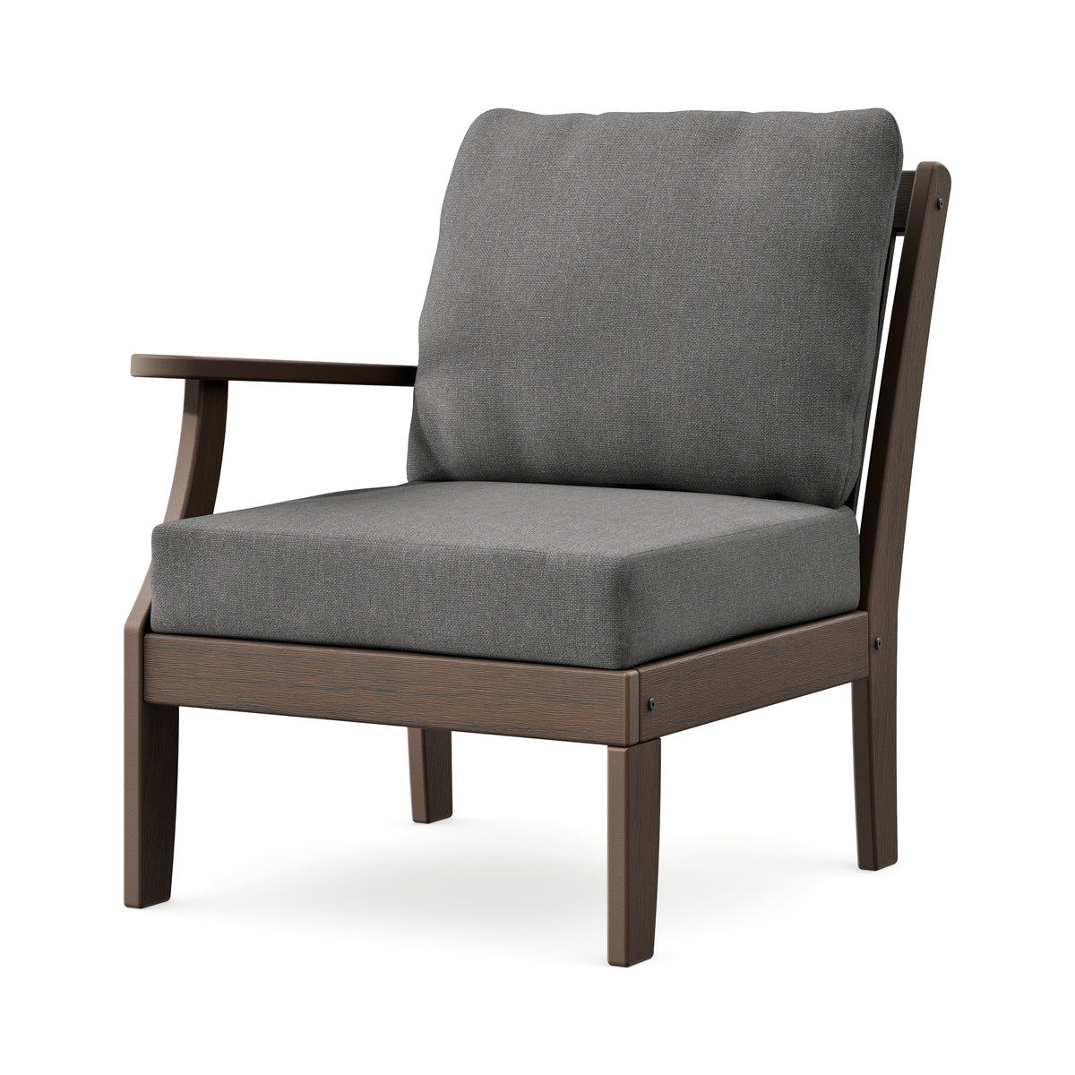 POLYWOOD Braxton Modular Left Arm Chair in Kona / Ash Charcoal