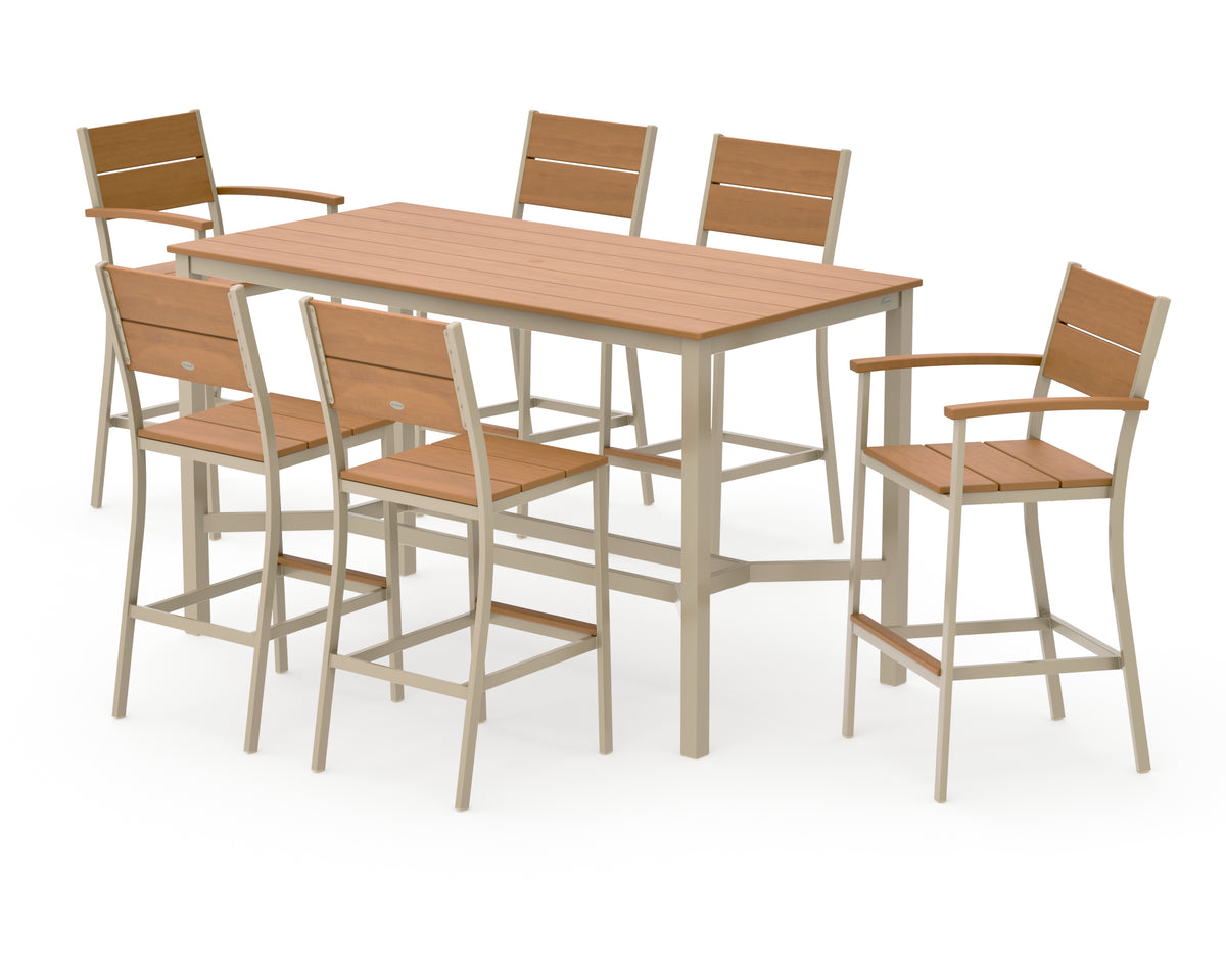 POLYWOOD Main Street 7-Piece Bar Set in Sand / Natural