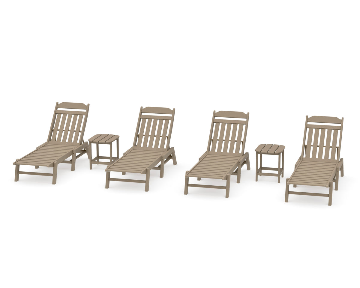 POLYWOOD Cottage 6-Piece Chaise Set in Vintage Sahara