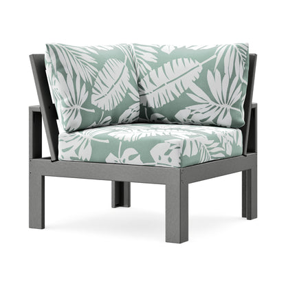 POLYWOOD Modular Corner Chair in Slate Grey / Leaf Glacier Spa