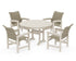 POLYWOOD Coastal Woven 5-Piece Round Dining Set with Trestle Legs in Sand / Dune Grass
