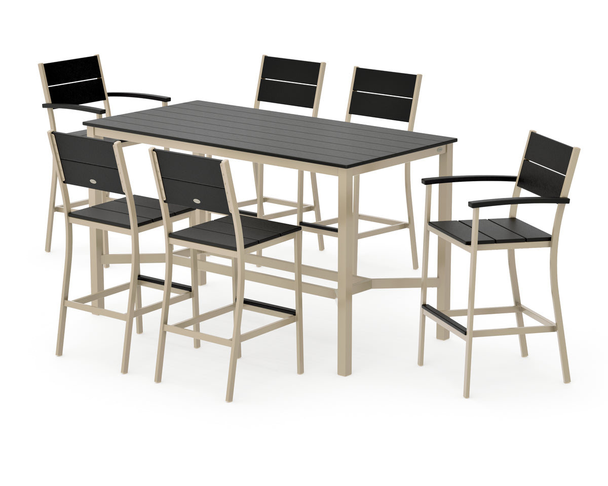 POLYWOOD Main Street 7-Piece Bar Set in Sand / Black
