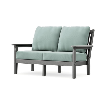 POLYWOOD Chippendale Deep Seating Loveseat in Slate Grey / Spa