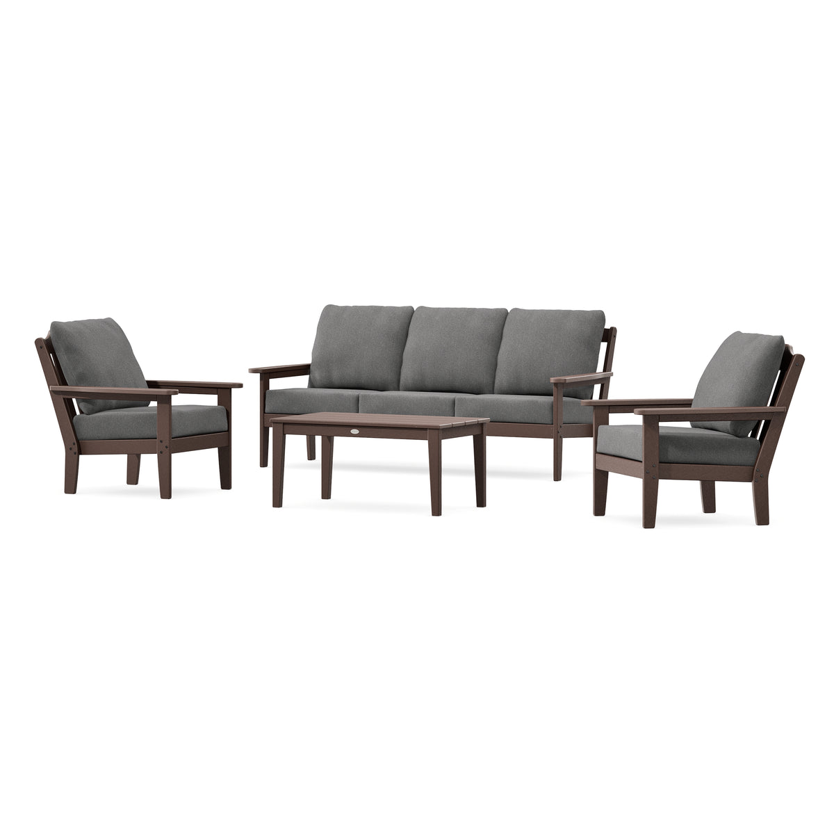 POLYWOOD Country Living Cottage 4-Piece Deep Seating Set with Sofa in Mahogany