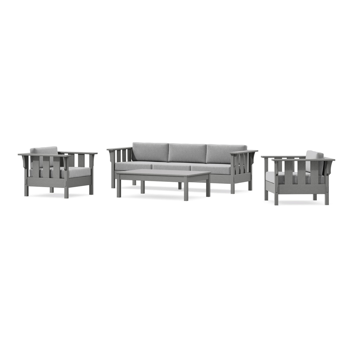 POLYWOOD Acadia 4-Piece Deep Seating Set with Sofa in Slate Grey / Grey Mist