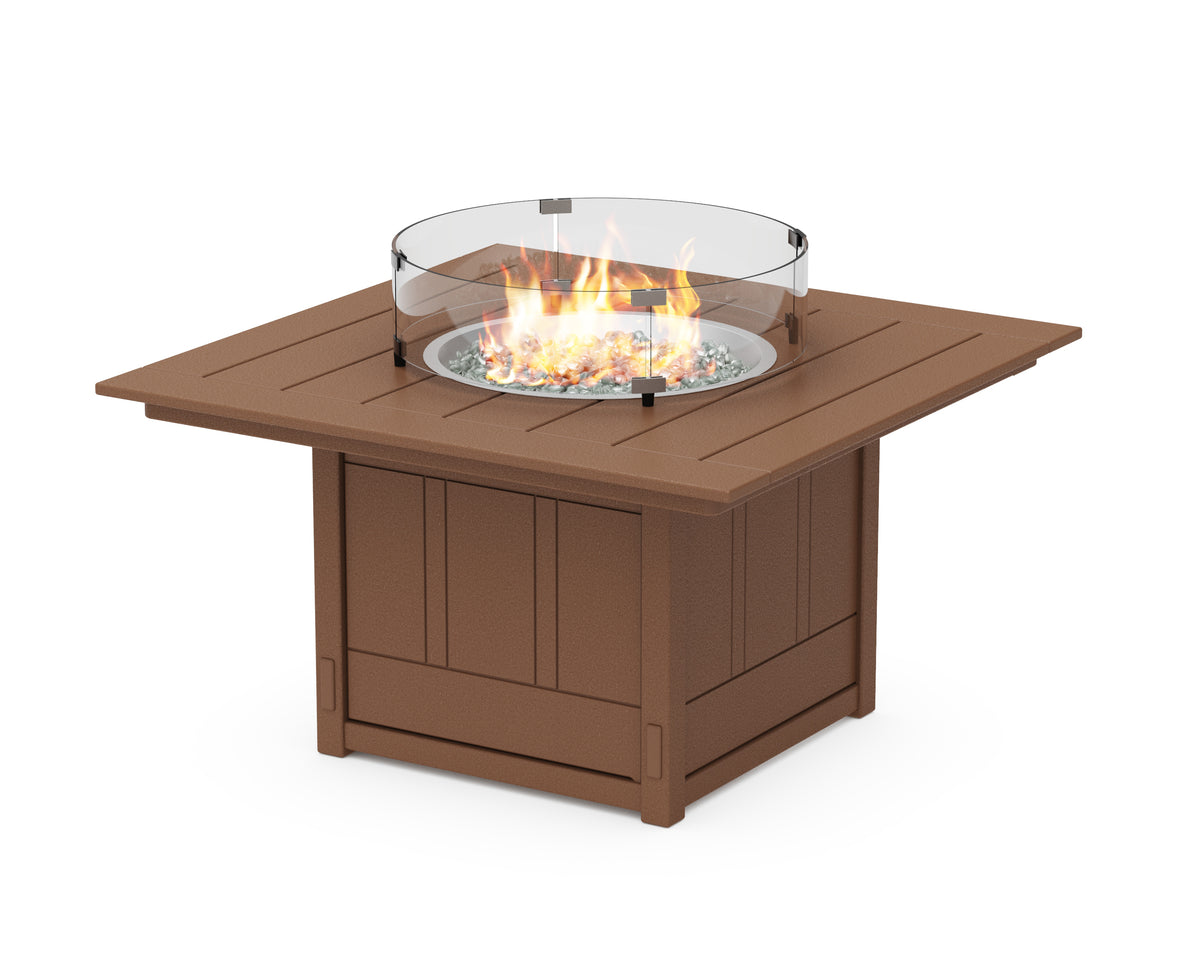 POLYWOOD Acadia Square 42" Fire Pit Table in Teak
