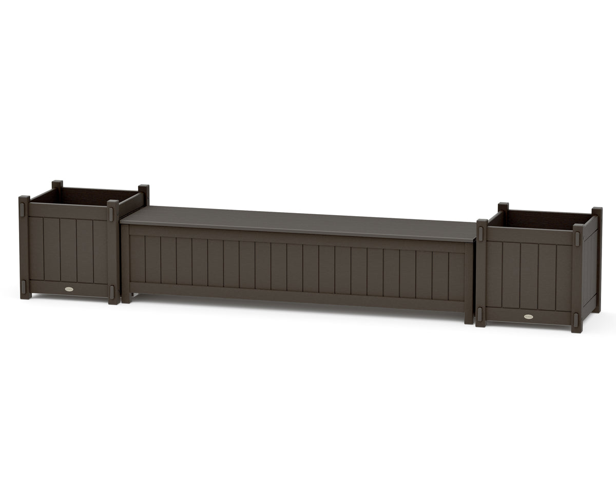 POLYWOOD 72" Vineyard Straight Planter Storage Bench Set - Large in Vintage Coffee