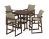 POLYWOOD EDGE Woven 5-Piece Farmhouse Bar Set with Trestle Legs in Mahogany / Dune Grass