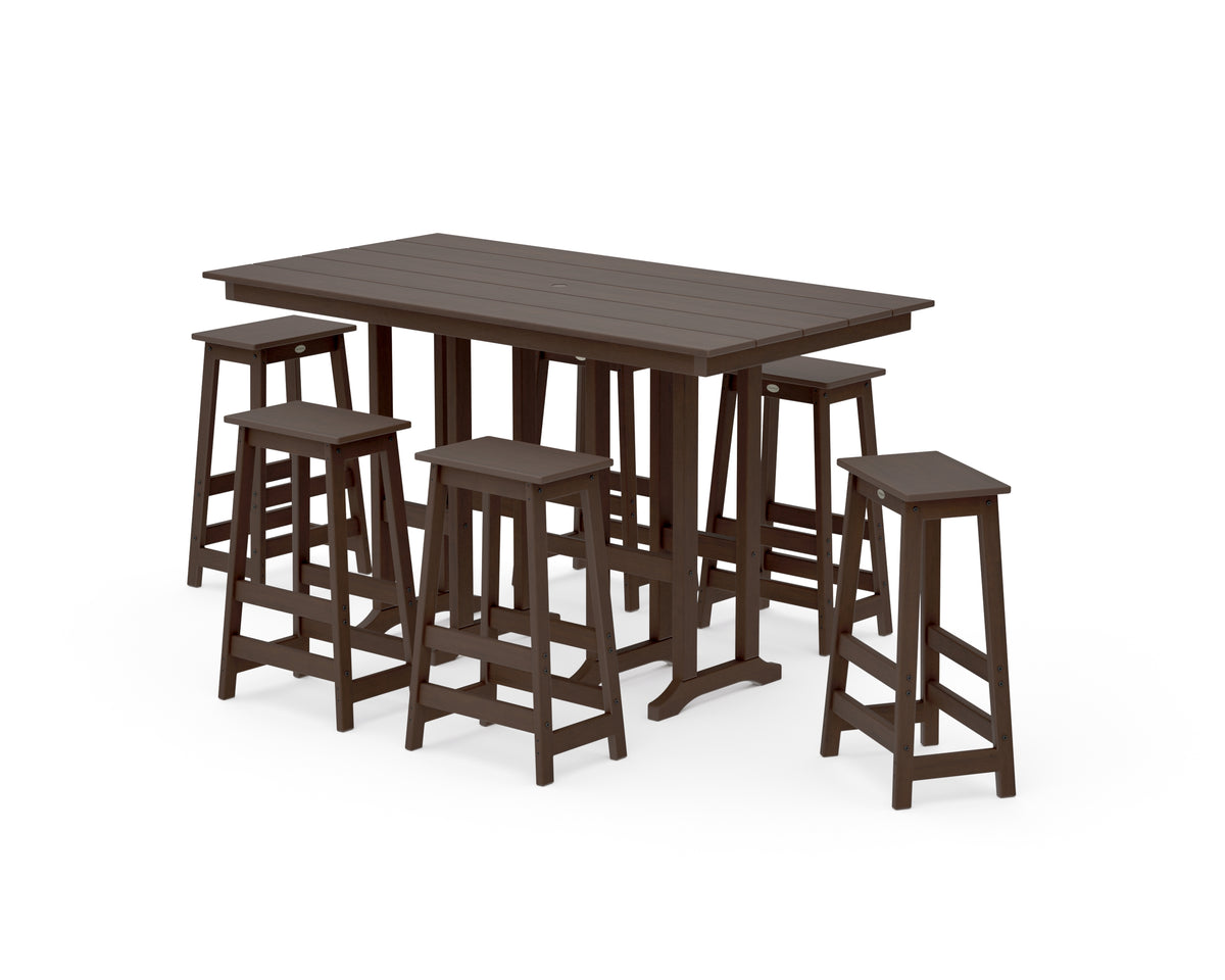 POLYWOOD Modern Studio Bar Stool 7-Piece Set in Kona