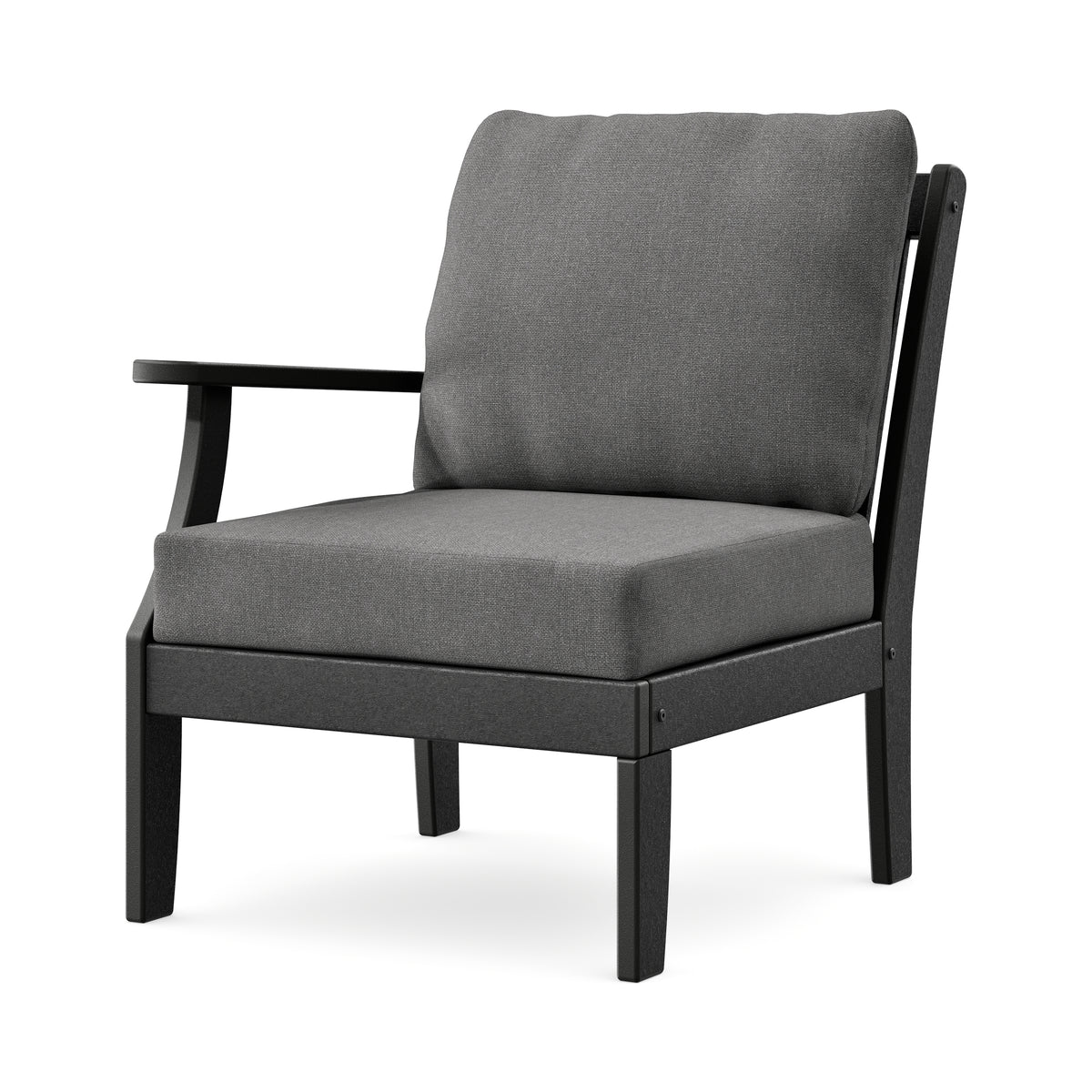 POLYWOOD Braxton Modular Left Arm Chair in Black / Ash Charcoal