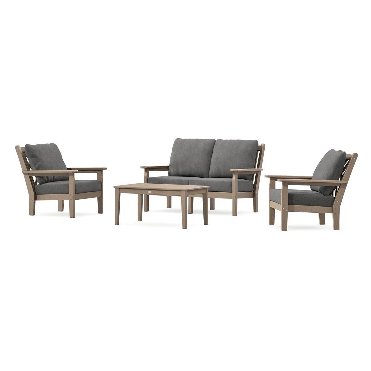 POLYWOOD Chippendale 4-Piece Deep Seating Set with Loveseat in Vintage Sahara