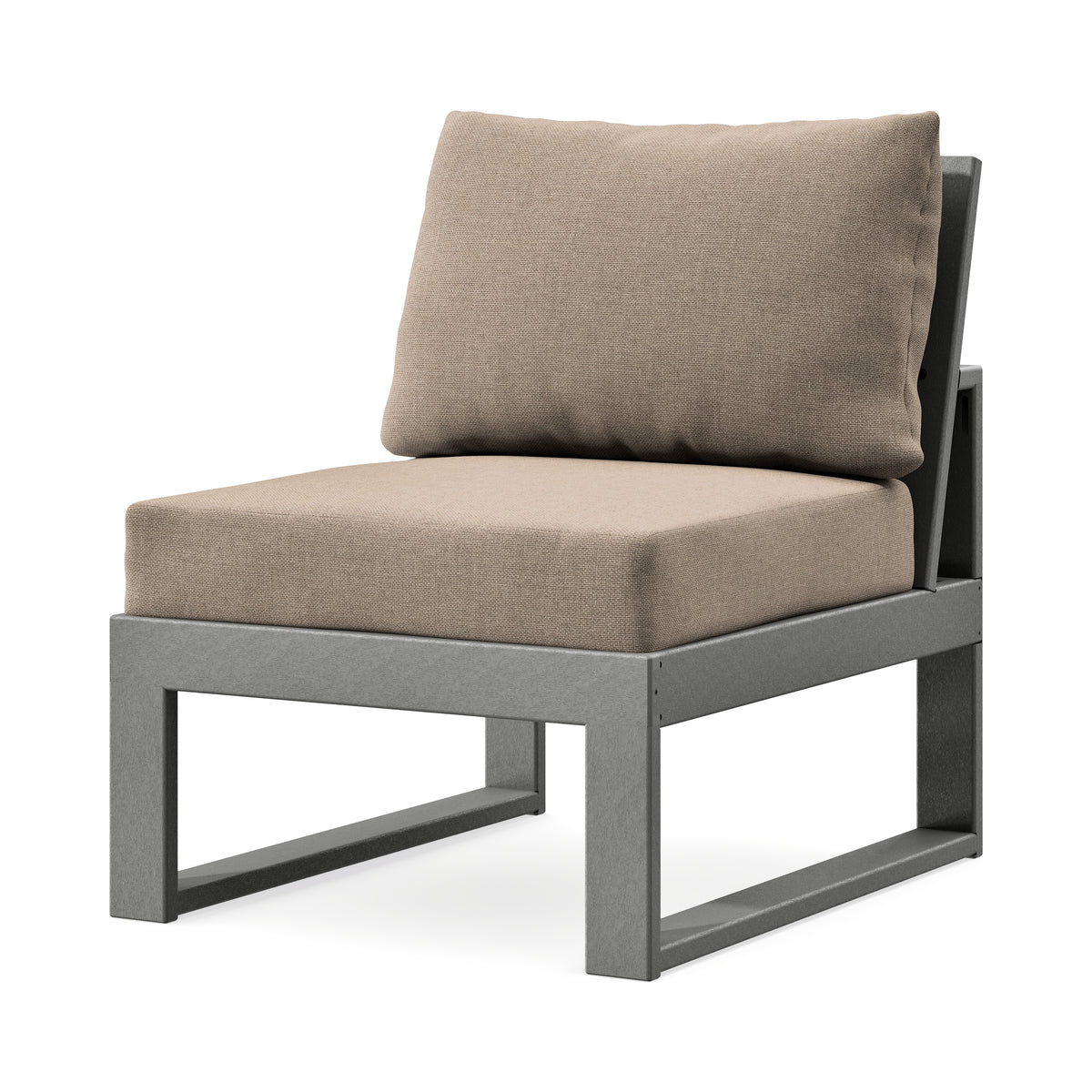 POLYWOOD Modular Armless Chair in Slate Grey / Spiced Burlap