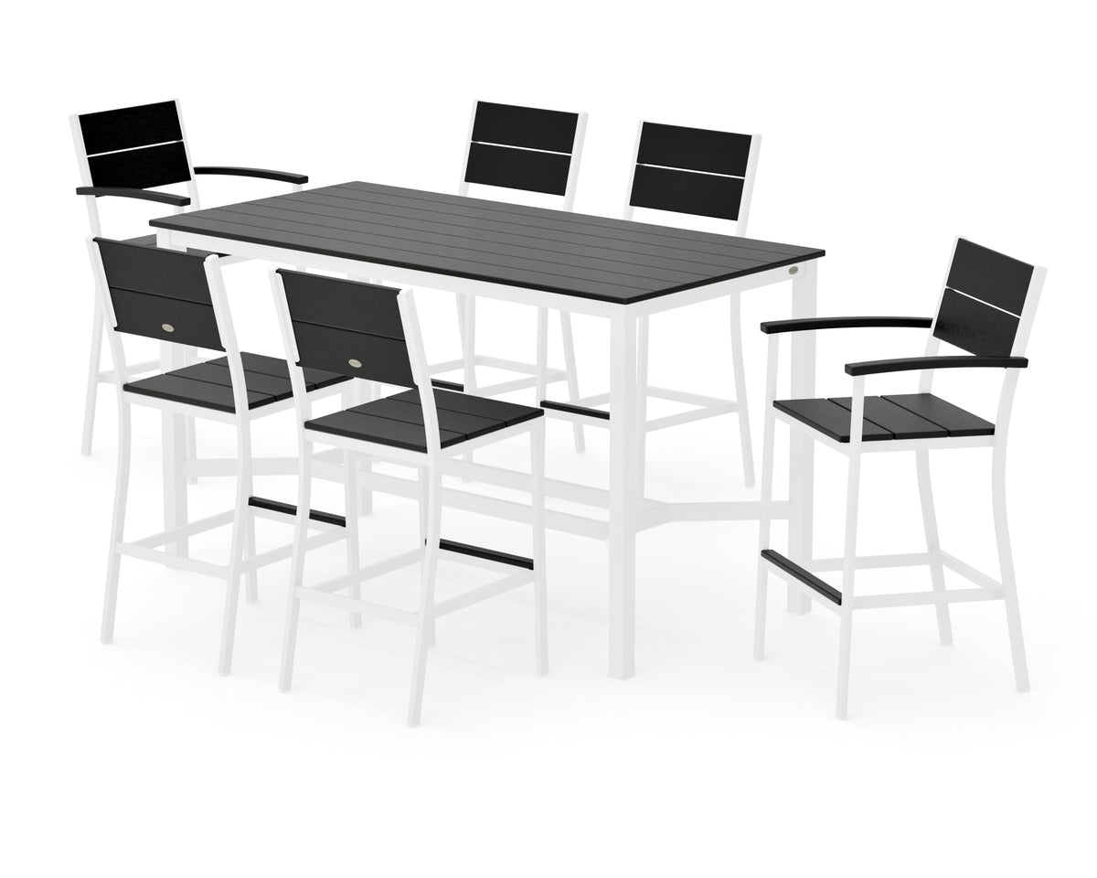 POLYWOOD Main Street 7-Piece Bar Set in White / Black