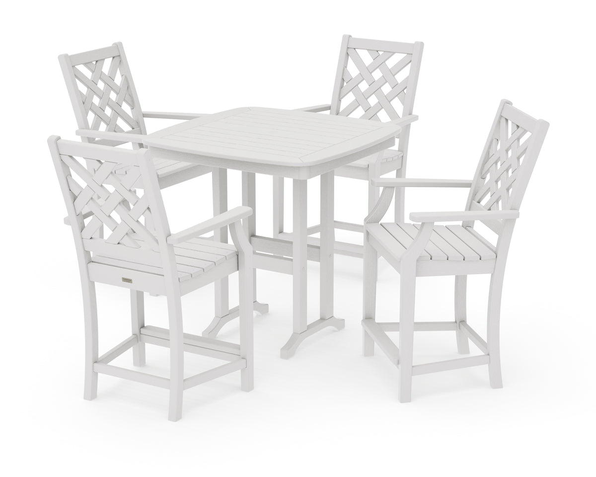 POLYWOOD Country Living Wovendale 5-Piece Counter Set in Vintage White
