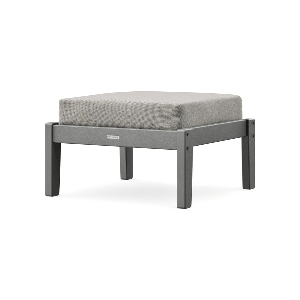 POLYWOOD Chinoiserie Deep Seating Ottoman in Slate Grey / Weathered Tweed