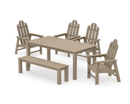 POLYWOOD Long Island 6-Piece Parsons Dining Set with Bench in Vintage Sahara