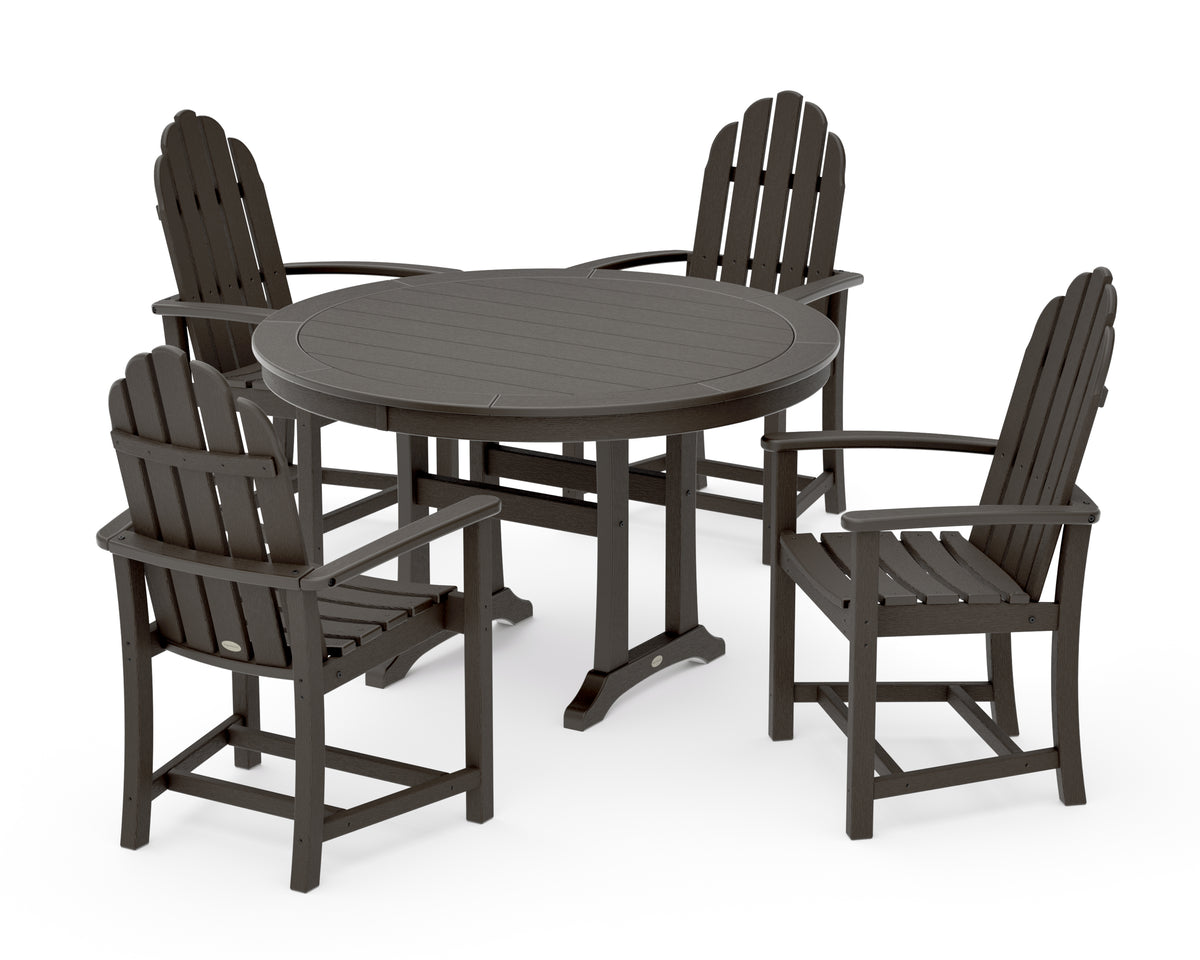 POLYWOOD Classic Adirondack 5-Piece Round Dining Set with Trestle Legs in Vintage Coffee