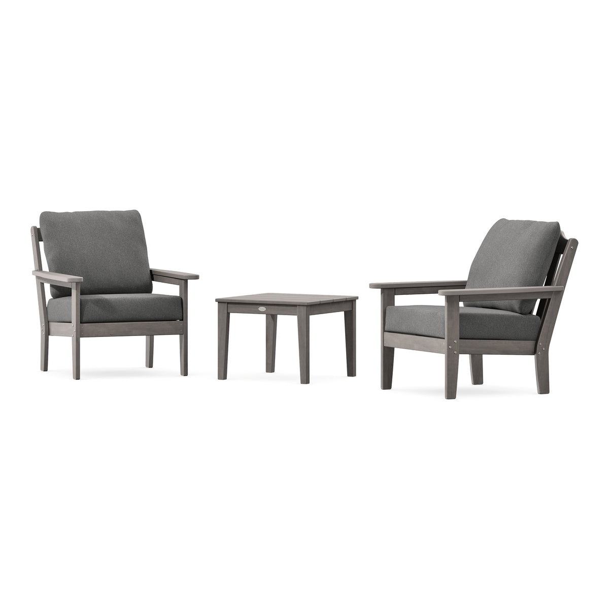 POLYWOOD Country Living Cottage 3-Piece Deep Seating Set in Driftwood